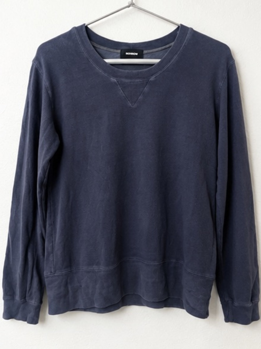 Monrow Vintage Wash Navy Pullover Sweatshirt Thumb Hole Sleeves Size Small